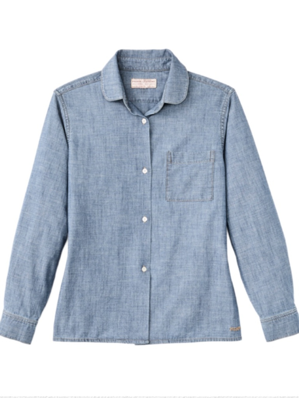 Filson Women’s Chambray Shirt Lightweight Cotton Collar Button-Front Blue